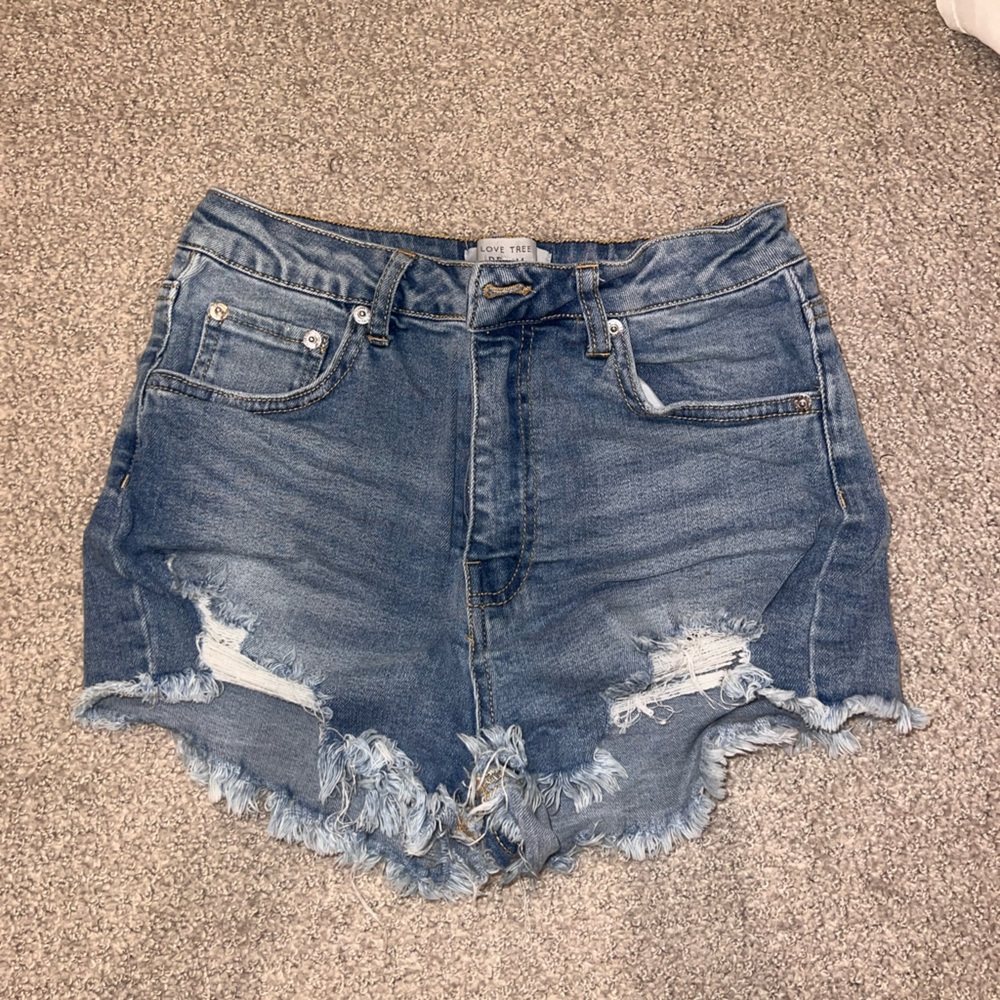 Distressed Blue Denim Shorts